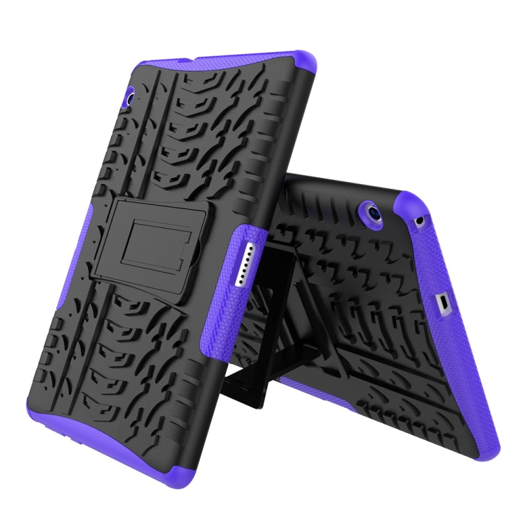 For Huawei MediaPad T3 10 Tire Texture Shockproof TPU+PC Protective Case with Holder(Purple)