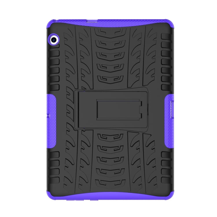 For Huawei MediaPad T3 10 Tire Texture Shockproof TPU+PC Protective Case with Holder(Purple)