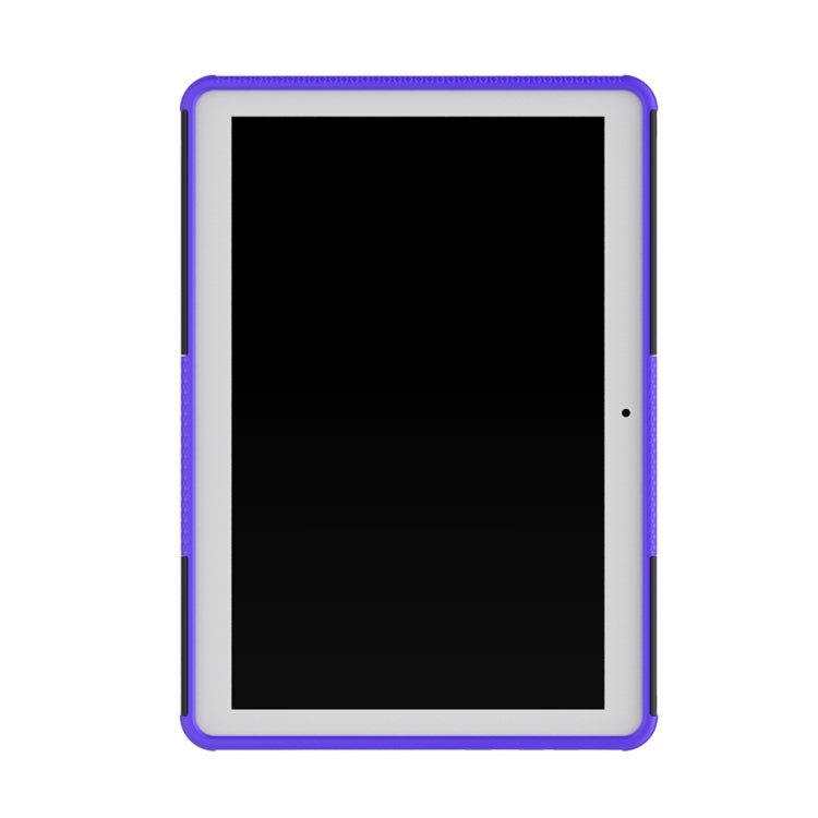 For Huawei MediaPad T3 10 Tire Texture Shockproof TPU+PC Protective Case with Holder(Purple)