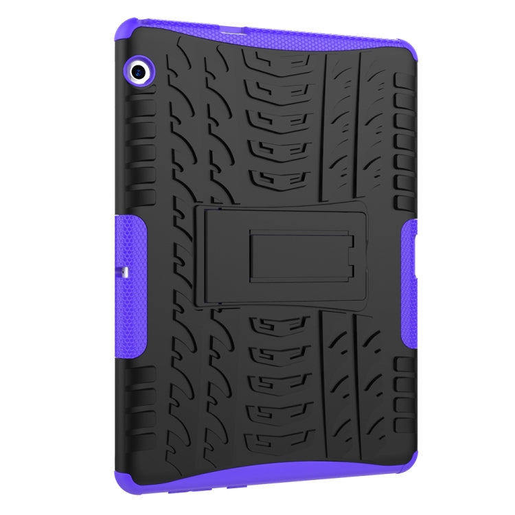 For Huawei MediaPad T3 10 Tire Texture Shockproof TPU+PC Protective Case with Holder(Purple)