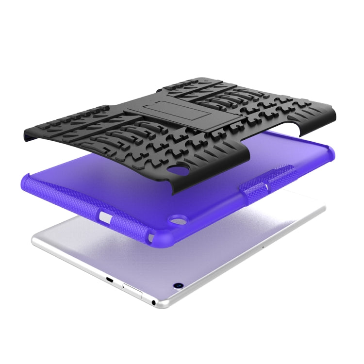 For Huawei MediaPad T3 10 Tire Texture Shockproof TPU+PC Protective Case with Holder(Purple)
