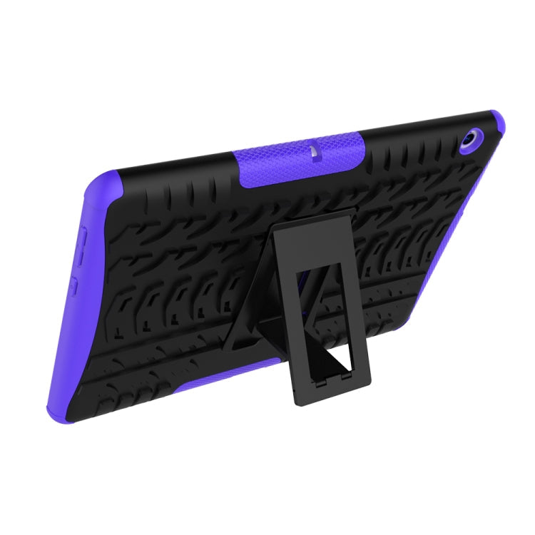 For Huawei MediaPad T3 10 Tire Texture Shockproof TPU+PC Protective Case with Holder(Purple)