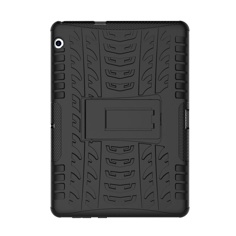 For Huawei MediaPad T3 10 Tire Texture Shockproof TPU+PC Protective Case with Holder(Black)
