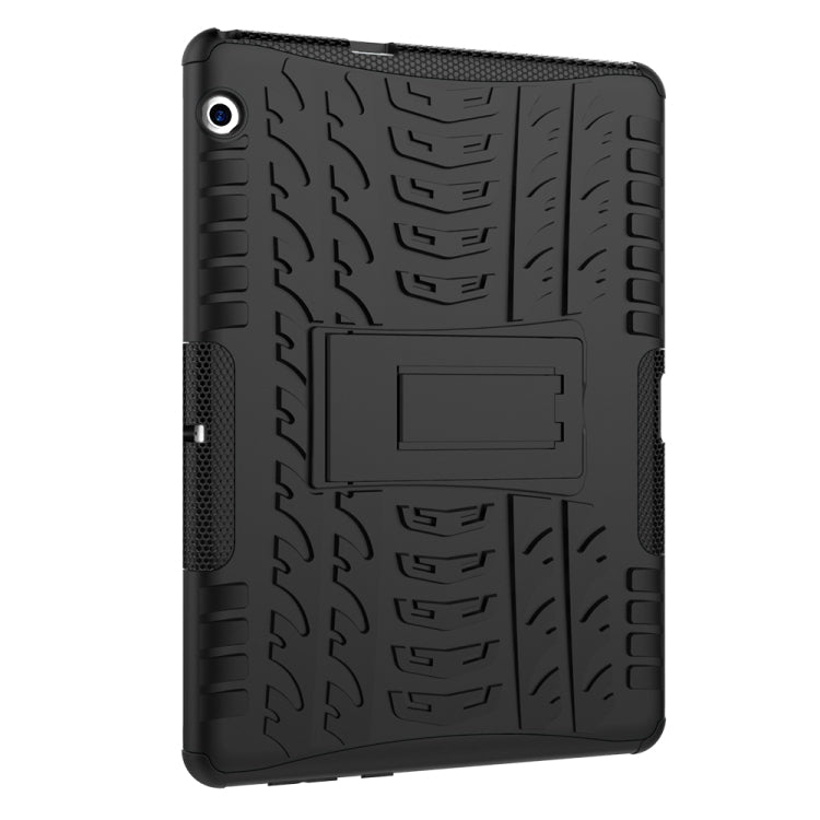 For Huawei MediaPad T3 10 Tire Texture Shockproof TPU+PC Protective Case with Holder(Black)