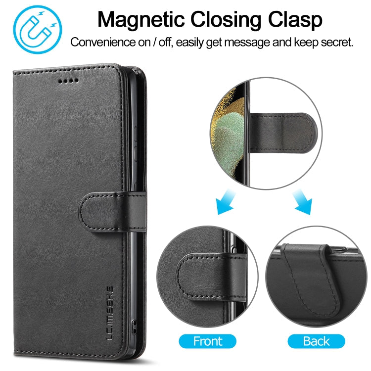 For Samsung Galaxy S21 Ultra 5G LC.IMEEKE Calf Texture Horizontal Flip Leather Case with Holder & Card Slots & Wallet(Black)