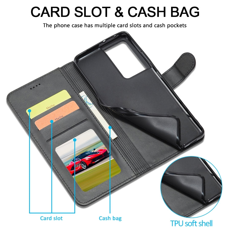 For Samsung Galaxy S21 Ultra 5G LC.IMEEKE Calf Texture Horizontal Flip Leather Case with Holder & Card Slots & Wallet(Black)