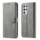 For Samsung Galaxy S21 Ultra 5G LC.IMEEKE Calf Texture Horizontal Flip Leather Case with Holder & Card Slots & Wallet(Grey)