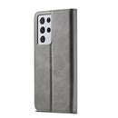 For Samsung Galaxy S21 Ultra 5G LC.IMEEKE Calf Texture Horizontal Flip Leather Case with Holder & Card Slots & Wallet(Grey)