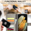 For Samsung Galaxy S21 Ultra 5G LC.IMEEKE Calf Texture Horizontal Flip Leather Case with Holder & Card Slots & Wallet(Grey)