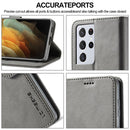 For Samsung Galaxy S21 Ultra 5G LC.IMEEKE Calf Texture Horizontal Flip Leather Case with Holder & Card Slots & Wallet(Grey)