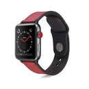 Paste Leather TPU Watch Band For Apple Watch Series 7 45mm / 6 & SE & 5 & 4 44mm / 3 & 2 & 1 42mm(Red)