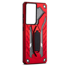 For Samsung Galaxy S21 Ultra 5G Shockproof TPU + PC Protective Case with Holder(Red)