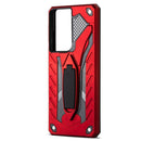 For Samsung Galaxy S21 Ultra 5G Shockproof TPU + PC Protective Case with Holder(Red)