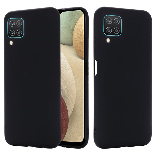 For Samsung Galaxy A12 Pure Color Liquid Silicone Shockproof Full Coverage Case(Black)
