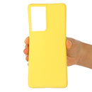 For Samsung Galaxy S21 Ultra 5G Pure Color Liquid Silicone Shockproof Full Coverage Case(Yellow)