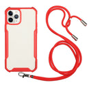 Acrylic + Color TPU Shockproof Case with Neck Lanyard For iPhone 12 Pro(Red)