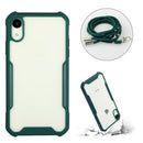 Acrylic + Color TPU Shockproof Case with Neck Lanyard For iPhone XR(Dark Green)
