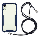 Acrylic + Color TPU Shockproof Case with Neck Lanyard For iPhone XR(Dark Blue)