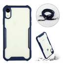 Acrylic + Color TPU Shockproof Case with Neck Lanyard For iPhone XR(Dark Blue)