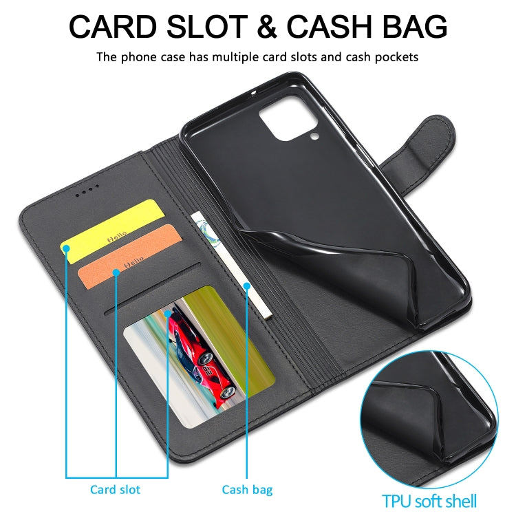 For Samsung Galaxy A12 LC.IMEEKE Calf Texture Horizontal Flip Leather Case, with Holder & Card Slots & Wallet & Photo Frame(Black)