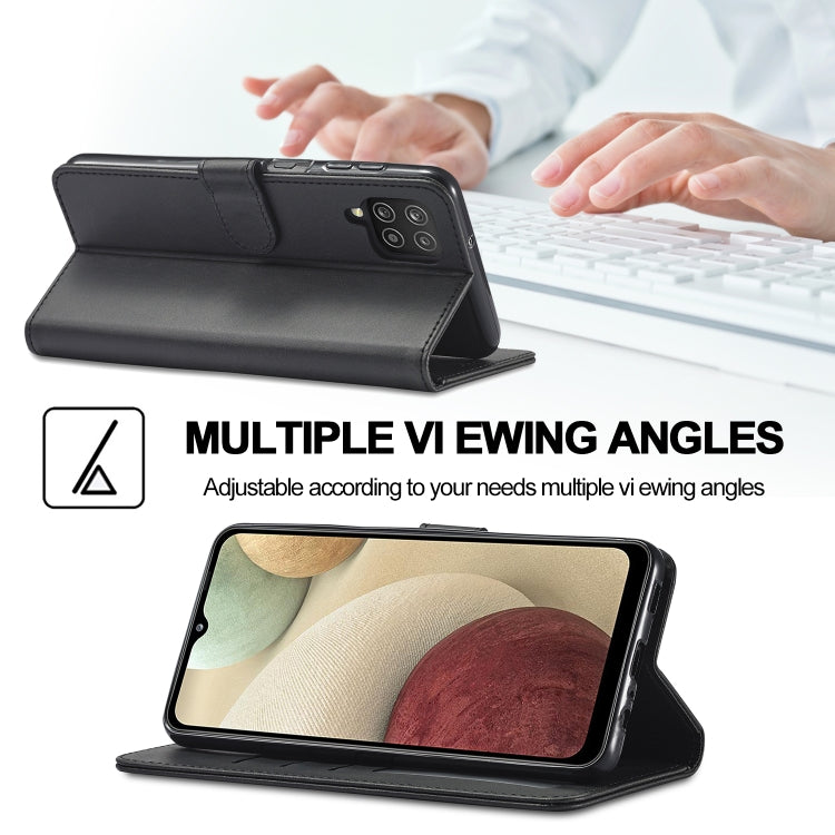 For Samsung Galaxy A12 LC.IMEEKE Calf Texture Horizontal Flip Leather Case, with Holder & Card Slots & Wallet & Photo Frame(Black)