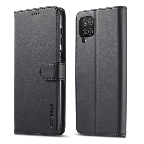 For Samsung Galaxy A12 LC.IMEEKE Calf Texture Horizontal Flip Leather Case, with Holder & Card Slots & Wallet & Photo Frame(Black)