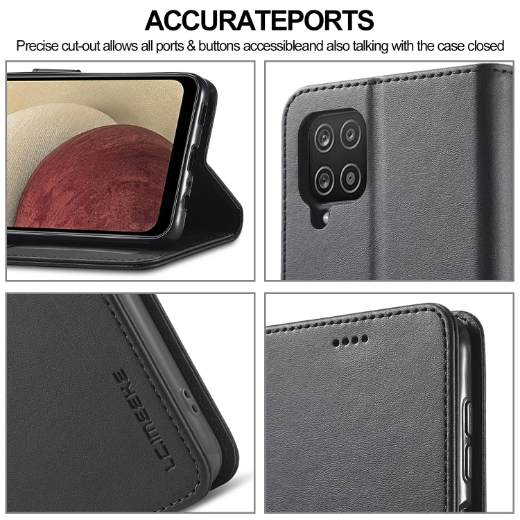For Samsung Galaxy A12 LC.IMEEKE Calf Texture Horizontal Flip Leather Case, with Holder & Card Slots & Wallet & Photo Frame(Black)