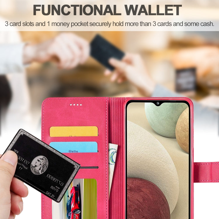 For Samsung Galaxy A12 LC.IMEEKE Calf Texture Horizontal Flip Leather Case, with Holder & Card Slots & Wallet & Photo Frame(Red)