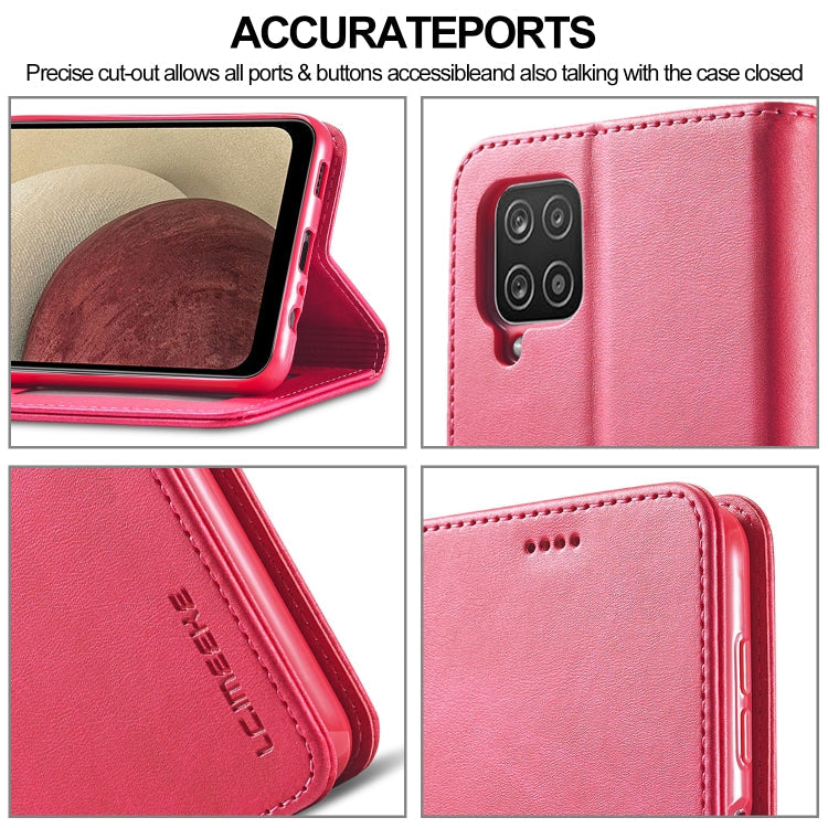 For Samsung Galaxy A12 LC.IMEEKE Calf Texture Horizontal Flip Leather Case, with Holder & Card Slots & Wallet & Photo Frame(Red)