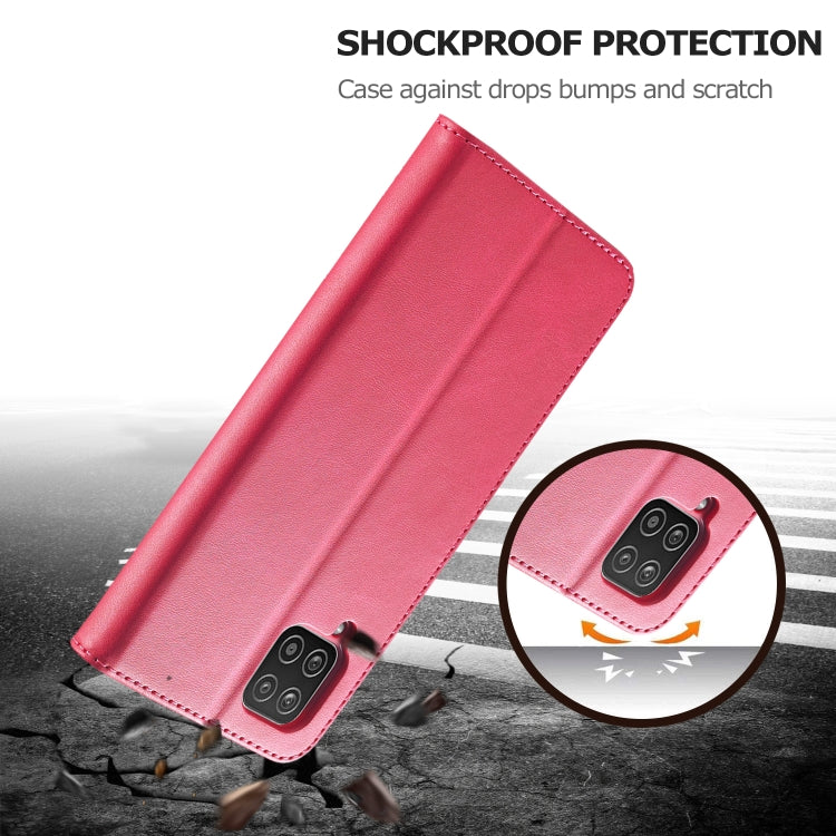 For Samsung Galaxy A12 LC.IMEEKE Calf Texture Horizontal Flip Leather Case, with Holder & Card Slots & Wallet & Photo Frame(Red)
