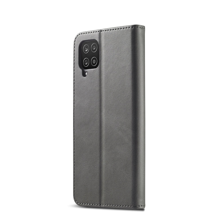 For Samsung Galaxy A12 LC.IMEEKE Calf Texture Horizontal Flip Leather Case, with Holder & Card Slots & Wallet & Photo Frame(Grey)
