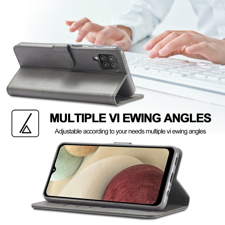 For Samsung Galaxy A12 LC.IMEEKE Calf Texture Horizontal Flip Leather Case, with Holder & Card Slots & Wallet & Photo Frame(Grey)