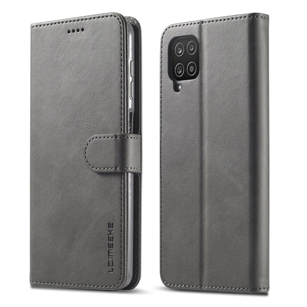 For Samsung Galaxy A12 LC.IMEEKE Calf Texture Horizontal Flip Leather Case, with Holder & Card Slots & Wallet & Photo Frame(Grey)