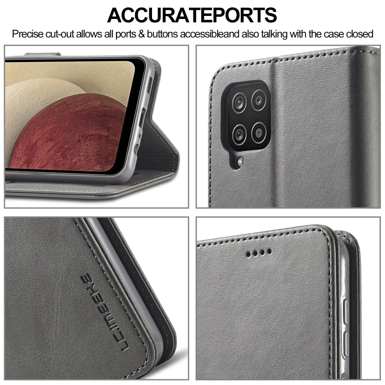 For Samsung Galaxy A12 LC.IMEEKE Calf Texture Horizontal Flip Leather Case, with Holder & Card Slots & Wallet & Photo Frame(Grey)
