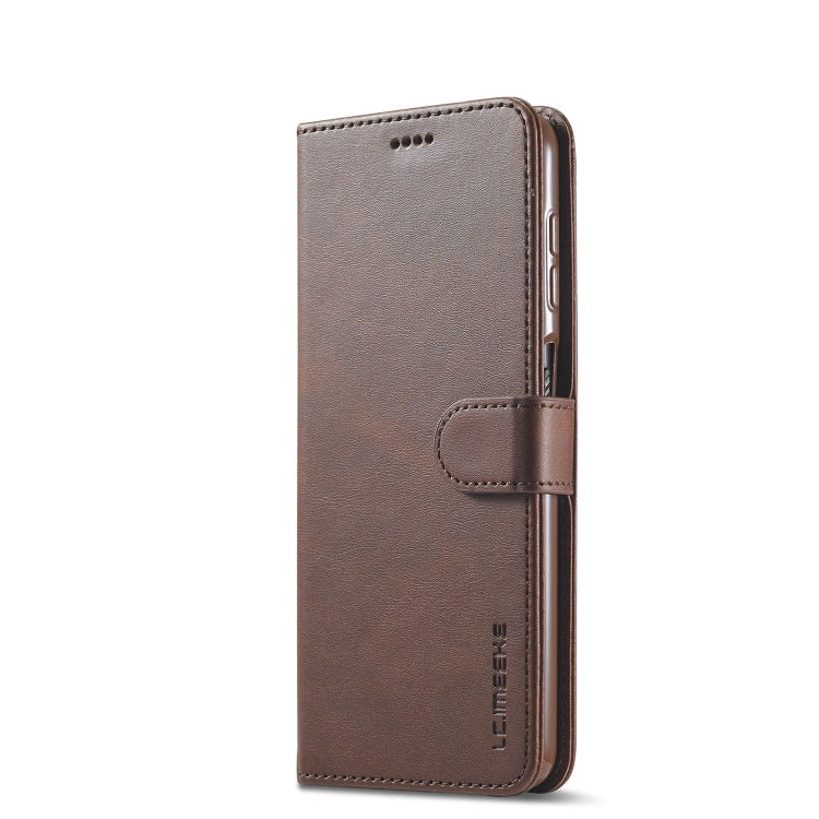 For Samsung Galaxy A12 LC.IMEEKE Calf Texture Horizontal Flip Leather Case, with Holder & Card Slots & Wallet & Photo Frame(Coffee)