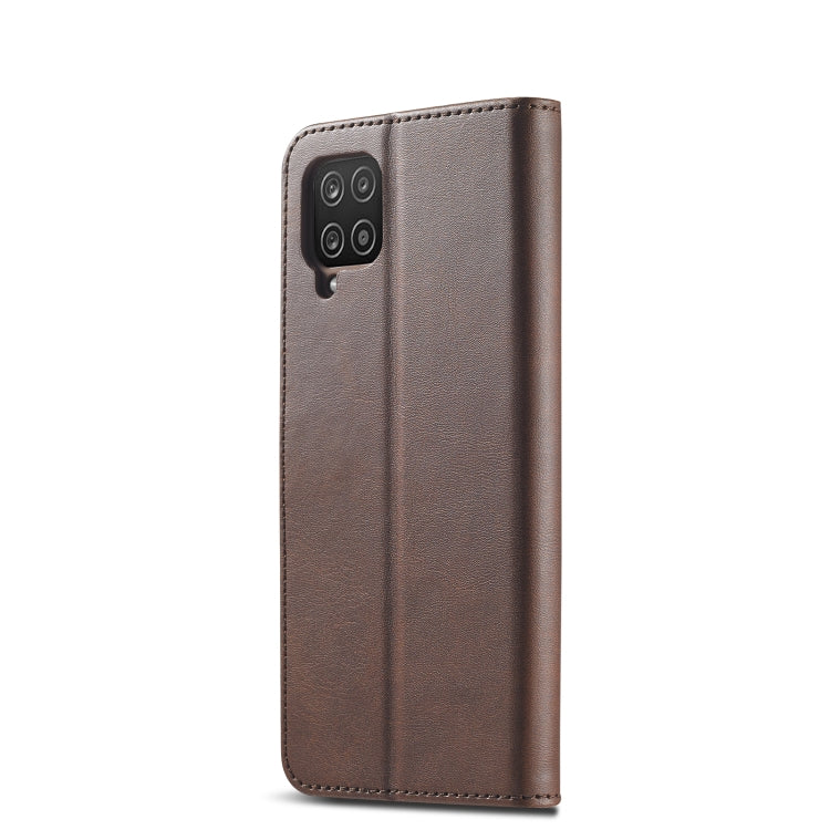 For Samsung Galaxy A12 LC.IMEEKE Calf Texture Horizontal Flip Leather Case, with Holder & Card Slots & Wallet & Photo Frame(Coffee)