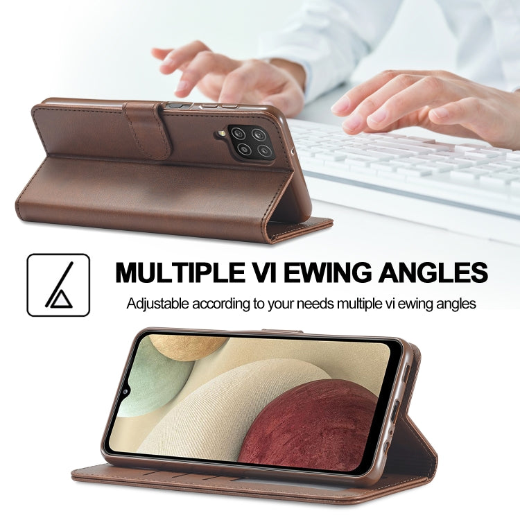For Samsung Galaxy A12 LC.IMEEKE Calf Texture Horizontal Flip Leather Case, with Holder & Card Slots & Wallet & Photo Frame(Coffee)