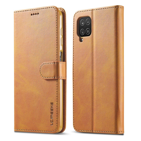 For Samsung Galaxy A12 LC.IMEEKE Calf Texture Horizontal Flip Leather Case, with Holder & Card Slots & Wallet & Photo Frame(Brown)