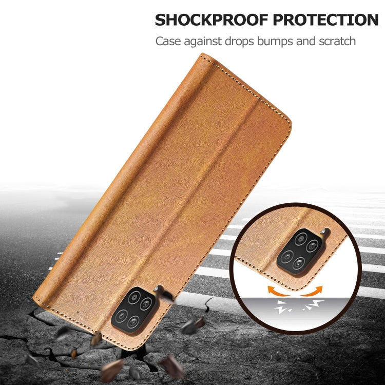 For Samsung Galaxy A12 LC.IMEEKE Calf Texture Horizontal Flip Leather Case, with Holder & Card Slots & Wallet & Photo Frame(Brown)