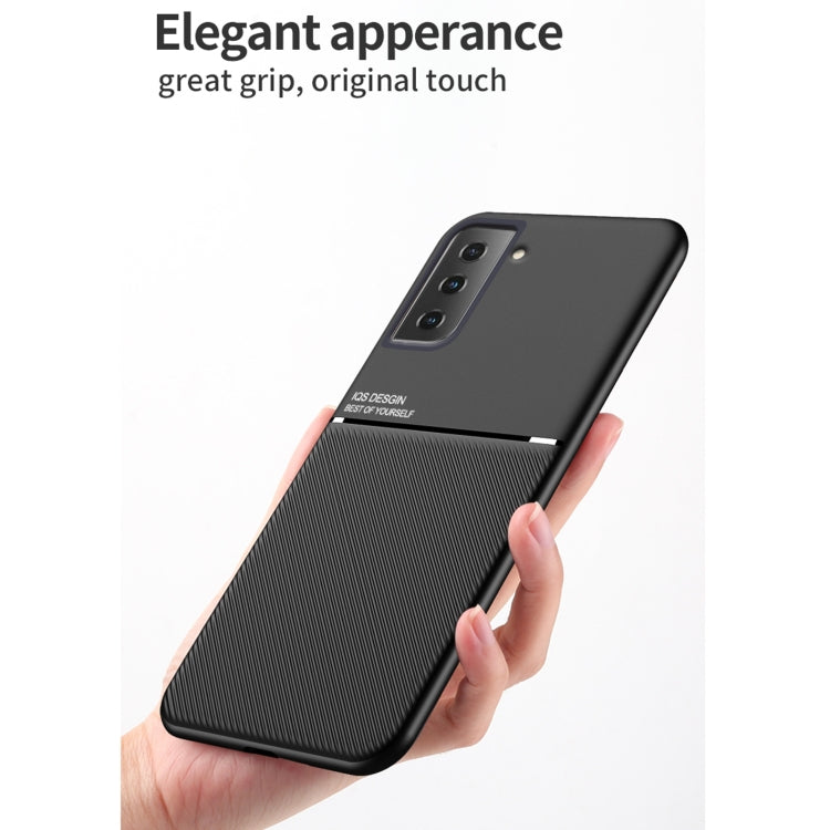 For Samsung Galaxy S21+ 5G Classic Tilt Strip Grain Magnetic Shockproof PC + TPU Case(Green)