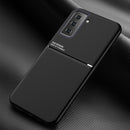 For Samsung Galaxy S21 Ultra 5G Classic Tilt Strip Grain Magnetic Shockproof PC + TPU Case(Black)