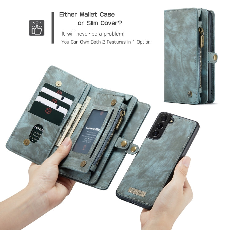 For Samsung Galaxy S21 5G CaseMe Detachable Multifunctional Horizontal Flip Leather Case, with Card Slot & Holder & Zipper Wallet & Photo Frame(Green)