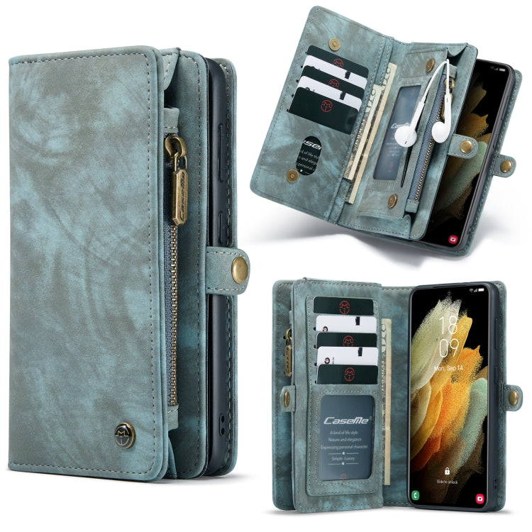 For Samsung Galaxy S21 5G CaseMe Detachable Multifunctional Horizontal Flip Leather Case, with Card Slot & Holder & Zipper Wallet & Photo Frame(Green)