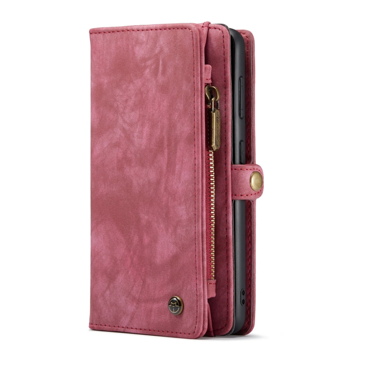 For Samsung Galaxy S21 5G CaseMe Detachable Multifunctional Horizontal Flip Leather Case, with Card Slot & Holder & Zipper Wallet & Photo Frame(Red)