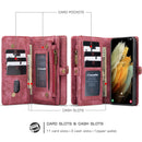 For Samsung Galaxy S21 5G CaseMe Detachable Multifunctional Horizontal Flip Leather Case, with Card Slot & Holder & Zipper Wallet & Photo Frame(Red)