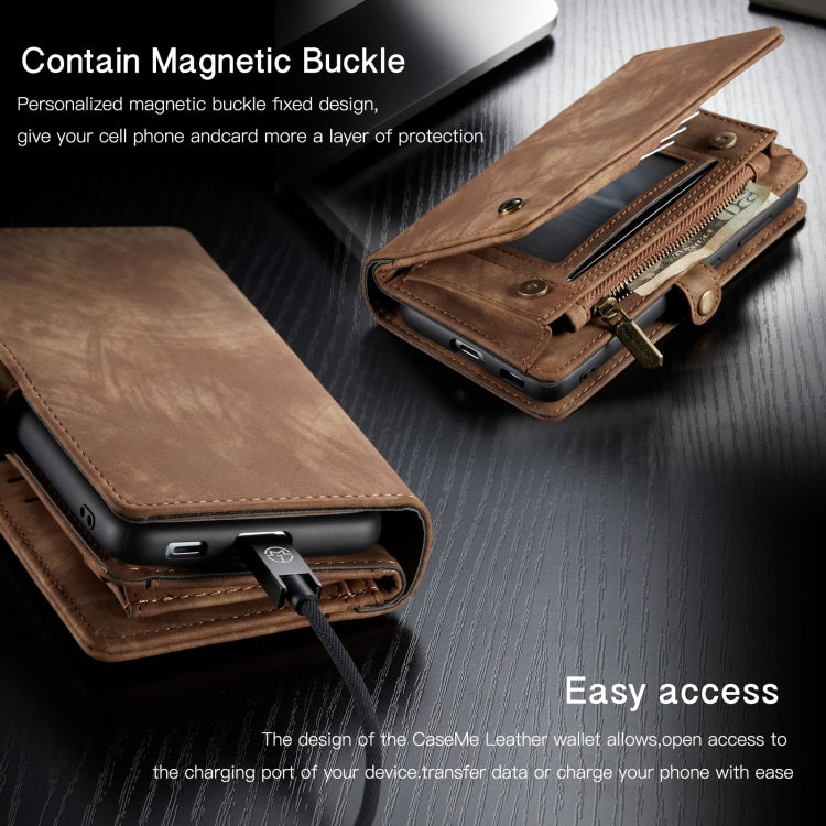 For Samsung Galaxy S21 5G CaseMe Detachable Multifunctional Horizontal Flip Leather Case, with Card Slot & Holder & Zipper Wallet & Photo Frame(Brown)