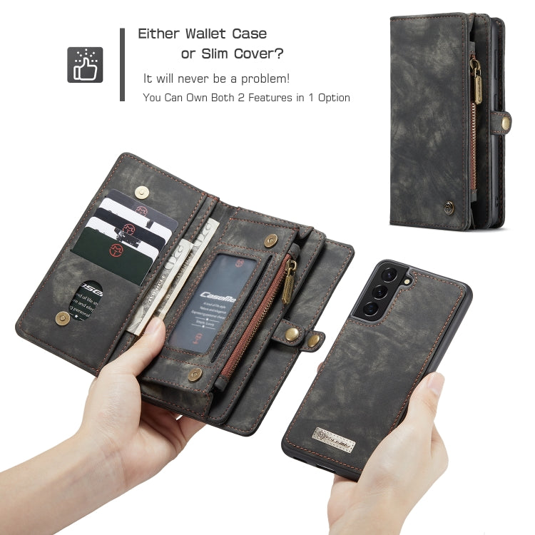 For Samsung Galaxy S21+ 5G CaseMe Detachable Multifunctional Horizontal Flip Leather Case, with Card Slot & Holder & Zipper Wallet & Photo Frame(Black)