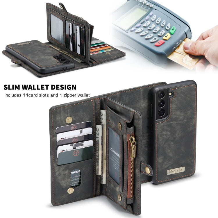 For Samsung Galaxy S21+ 5G CaseMe Detachable Multifunctional Horizontal Flip Leather Case, with Card Slot & Holder & Zipper Wallet & Photo Frame(Black)
