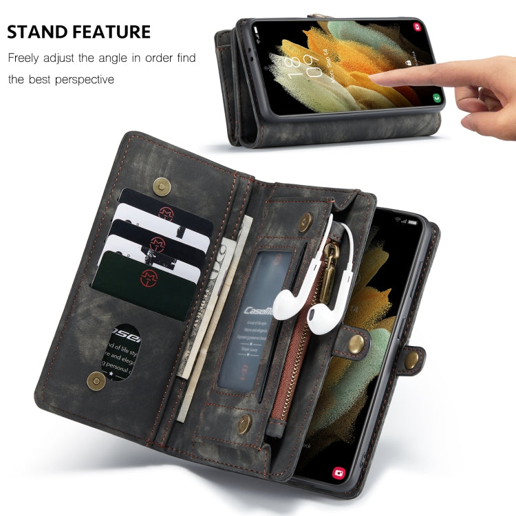 For Samsung Galaxy S21+ 5G CaseMe Detachable Multifunctional Horizontal Flip Leather Case, with Card Slot & Holder & Zipper Wallet & Photo Frame(Black)