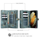 For Samsung Galaxy S21+ 5G CaseMe Detachable Multifunctional Horizontal Flip Leather Case, with Card Slot & Holder & Zipper Wallet & Photo Frame(Green)